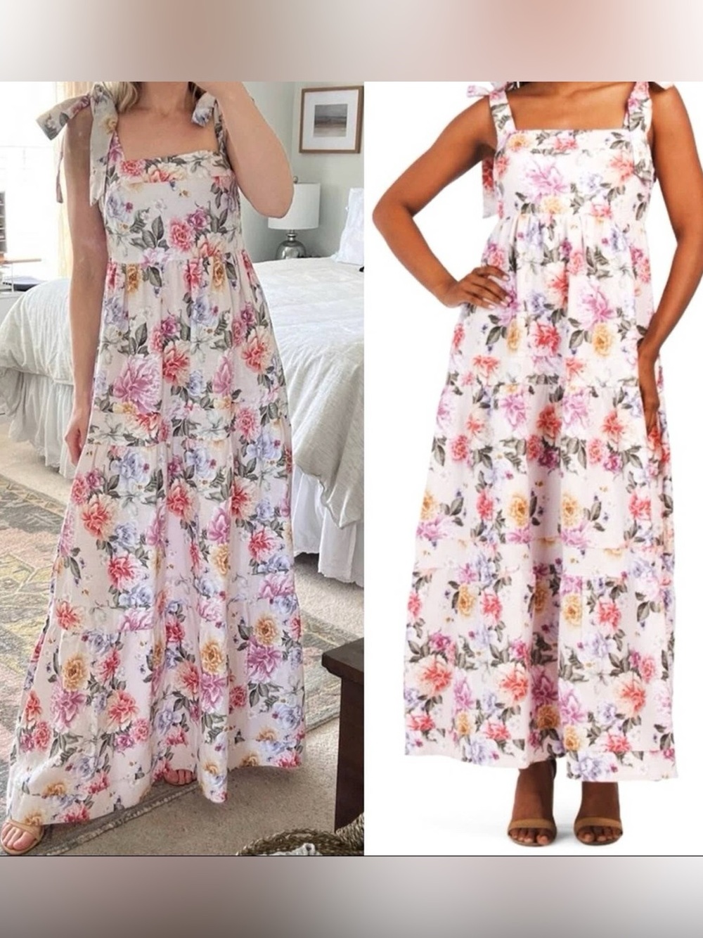 House of Harlow Tie Shoulder Floral Maxi